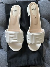 Fendi White Logo Flat Sandals