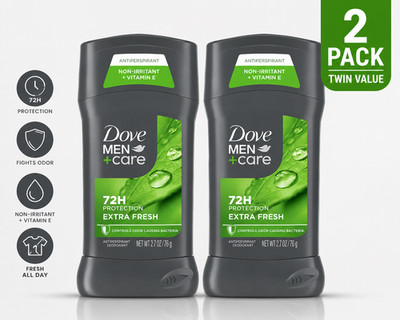 2 Pack Dove Men+Care Extra Fresh Antiperspirant Deodorant 72H Protection 2.7 oz