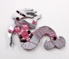 Signed LIZTECH Mermaid brooch hand-crafted & signed 1989 pin Vintage