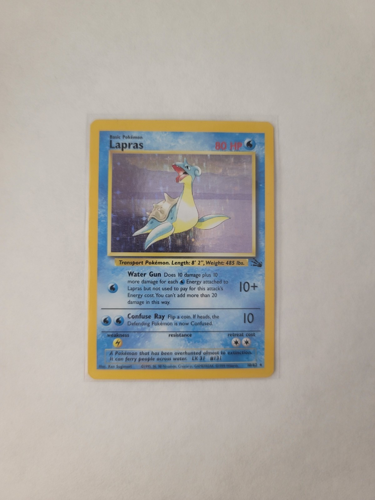 Pokémon TCG Lapras Fossil 10/62 Holo Rare Wizards Base Set 1999 LP