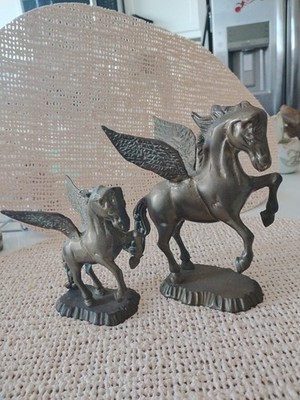Vintage Solid Brass Pegasus Flying Horse 8''T  Heavy Greek Mythology Statue