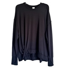All in Motion Sz XL Black Twist Side Crewneck Thumbholes Sweatshirt