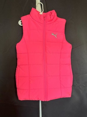 Puma-Girl's Pink Full Zip Quilted Puffer Vest Size S 7/8