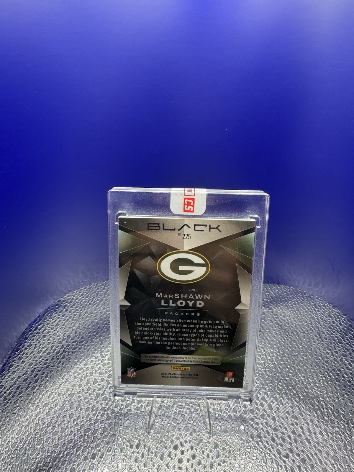 Panini 2024 Black Marshawn Lloyd RC Patch Auto #225 Packers /15 Nike Patch view 2