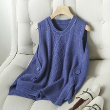 Image of Ladies Cable Knitted Vest Tank Tops Sleeveless Jumper Sweater Knitwear Casual*-*