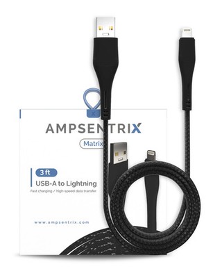 Ampsentrix Matrix Lightning-USB-A Kabel 1m Non-MFI Schwarz