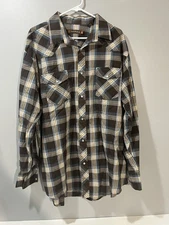 Roper Shirt Mens Size XXL Brown Blue Pearl Snap Western Cowboy Rancher