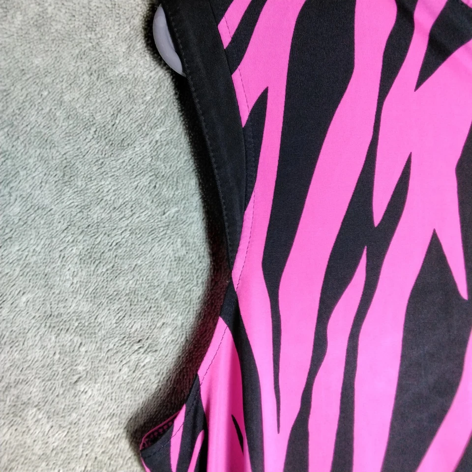 Regata Jamie Sadock Feminina Tamanho M Rosa Zebra Listras Borboleta Sem Mangas Zíper - Imagem 3 de 4