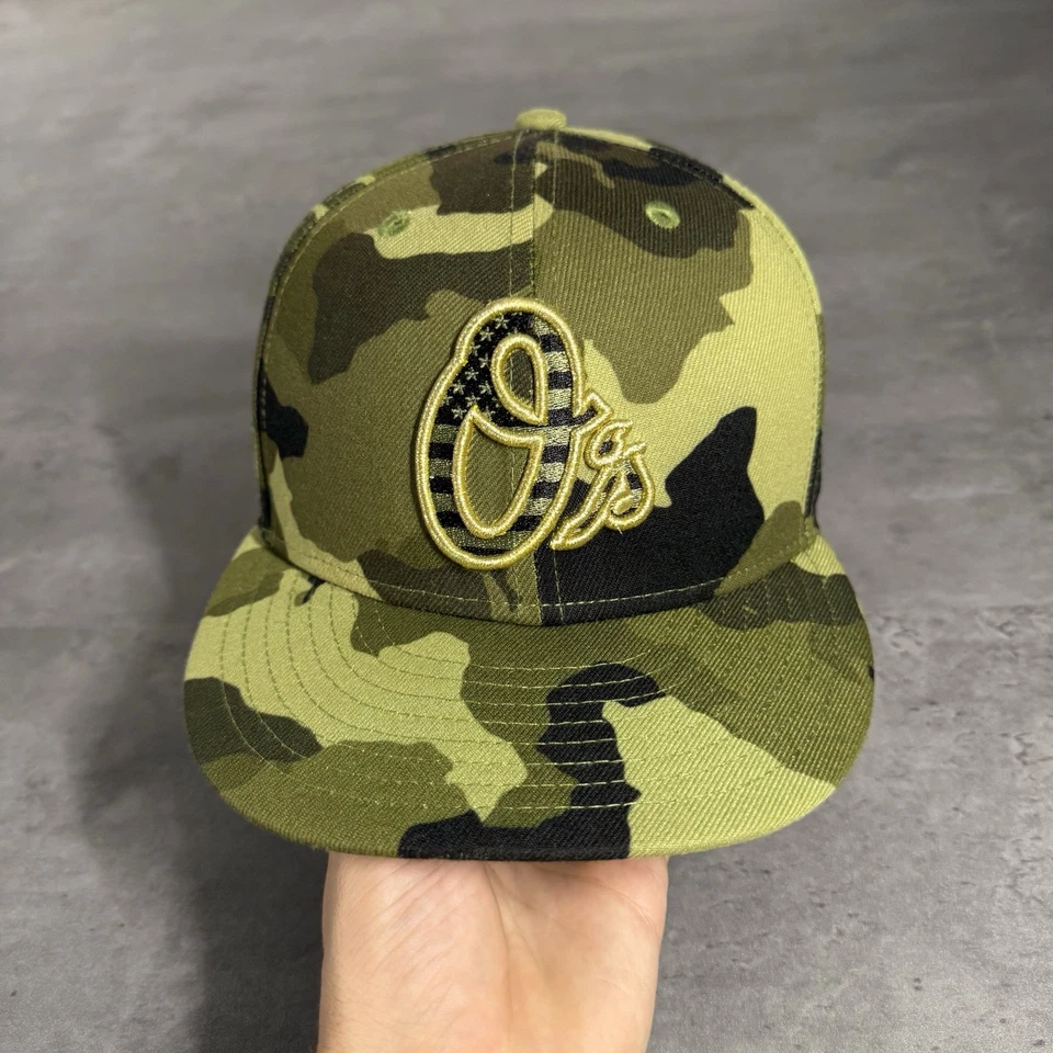 Baltimore Orioles Hat New Era 6 7/8 Camo Armed Forces Military '22 Stars Stripes - Image 2 of 4