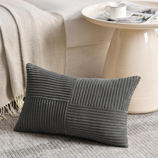 Dark Gray Lumbar Decorative Throw Pillow Covers 12x20 Inch for Living Room Couch