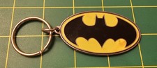 Vintage Batman Black and Yellow Batman Logo Metal Keychain, S8