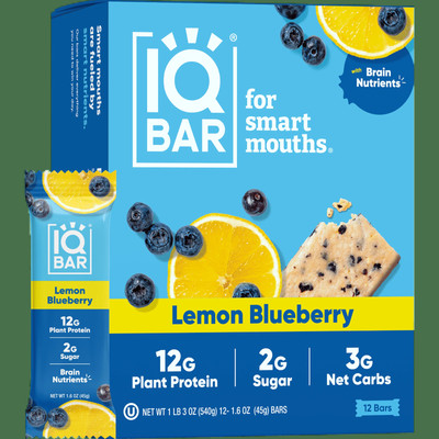 Brain and Body Lemon Blueberry Keto Protein Bars - Low Carb, Low Sugar - 12-Coun