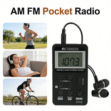 Retekess V112 Portable Pocket FM/AM Radio Mini Digital Rechargeable Sports Radio