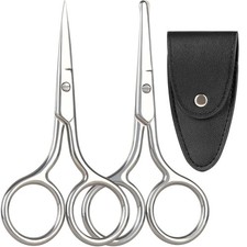 Eyebrow  Rounded Tips Nose Hair Scissors with Carrying Pouch for Men Women,S...