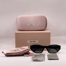 Miu Miu Womens Irregular Oval Full Rim Sunglasses SMUA03 Black