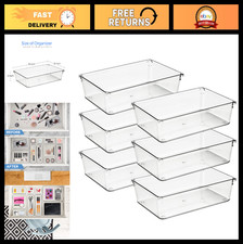 6 Pack Clear Drawer Organizer Bins - 6" x 9" Acrylic Storage Trays for Makeup, J