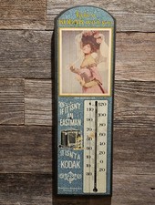 Vintage Kodak Girl Wooden Wall Plaque Hanging Thermometer 23" x 7" x.75