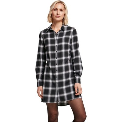 Urban Classics Ladies Cotton Check Shirt Dress Gown Plaid Plaid Button 