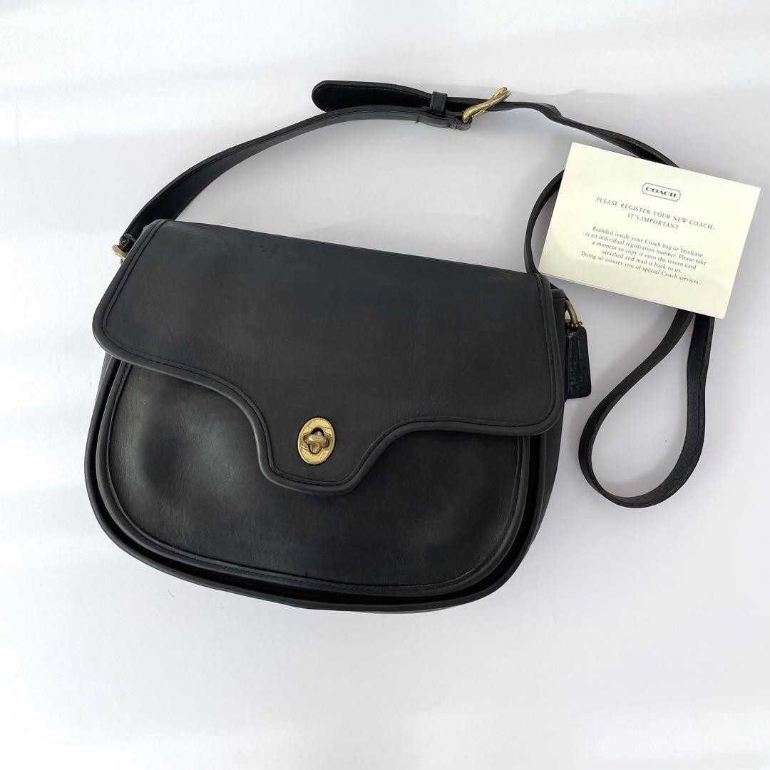 Coach Vintage Turnlock Shoulder Bag Black Leather /Used++ | eBay