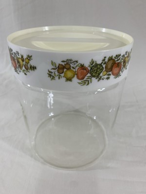 Vintage PYREX ''Spice of Life'' SEE 'N STORE Clear Glass 7.5''x6'' Container w/Lid