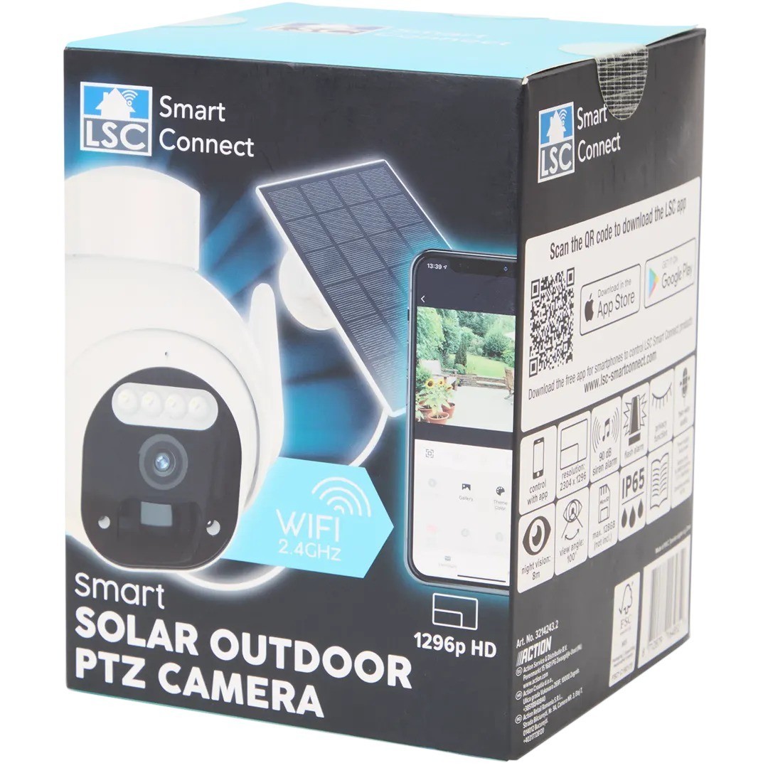 Caméra PTZ solaire LSC Smart Connect extérieure Wi-Fi motorisée 360 avec batterie