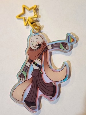 Undertale Ink Sans with Heart in Hand character with Star keychain