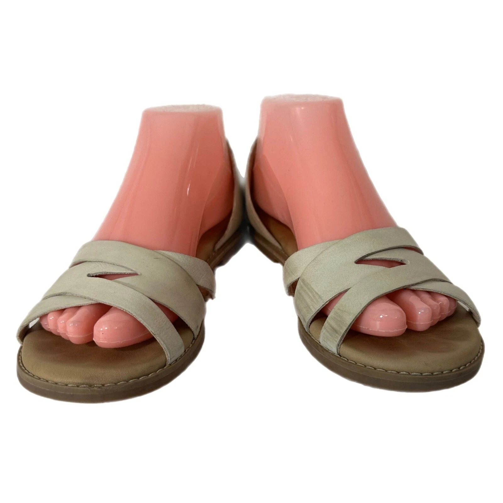 Sandali ortolite da donna Timberland taglia 8 pelle beige con retro chiuso