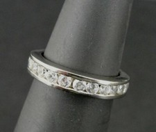Ring Silver Cubic Zirconia Round Stones Channel Set Sterling 925 Size 4.75 Band
