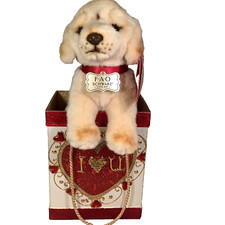 FAO Schwarz Golden Retriever Plush Puppy NWT in Beautiful  I   U  Decoratored Box