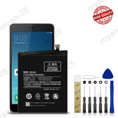 For Xiaomi Redmi Note 4 MTK Helio X20 Replacement Battery BN41 4000mAh + Tools