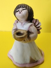 THUN Antico Angelo porta candella  10,5 cm. Bordi rosa