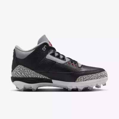 Size 11.5 - Air Jordan 3 Retro TD Cleat Black Cement for sale