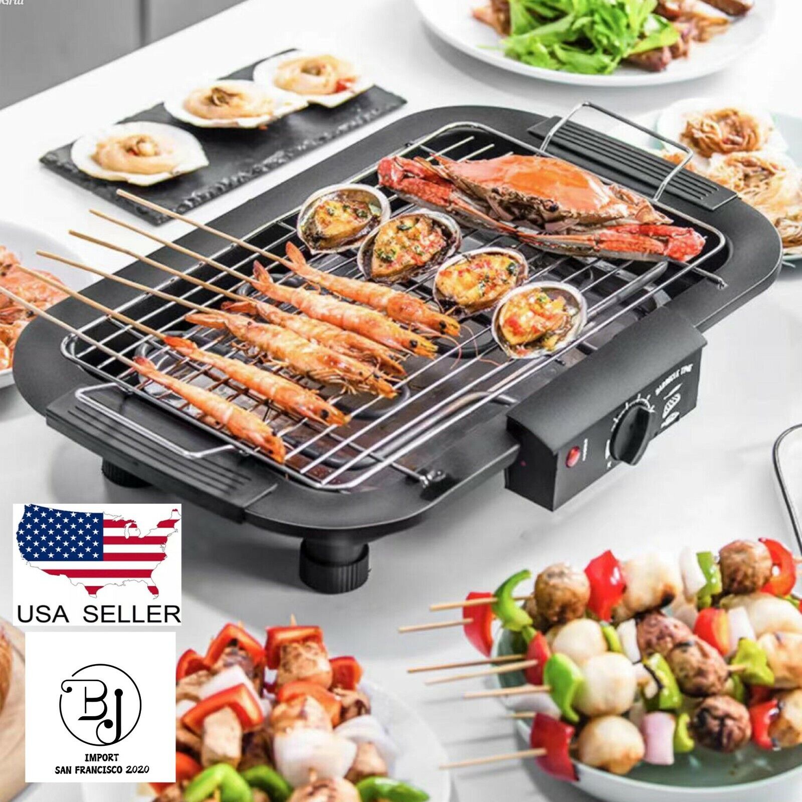 Foreman blødende Umoderne Electric Indoor outdoor Grill Portable Smokeless Non Stick Cooking BBQ  Griddle | eBay