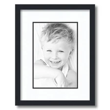 ArtToFrames Matted 12x16 Black Picture Frame with 2" Double Mat, 8x12 Opening