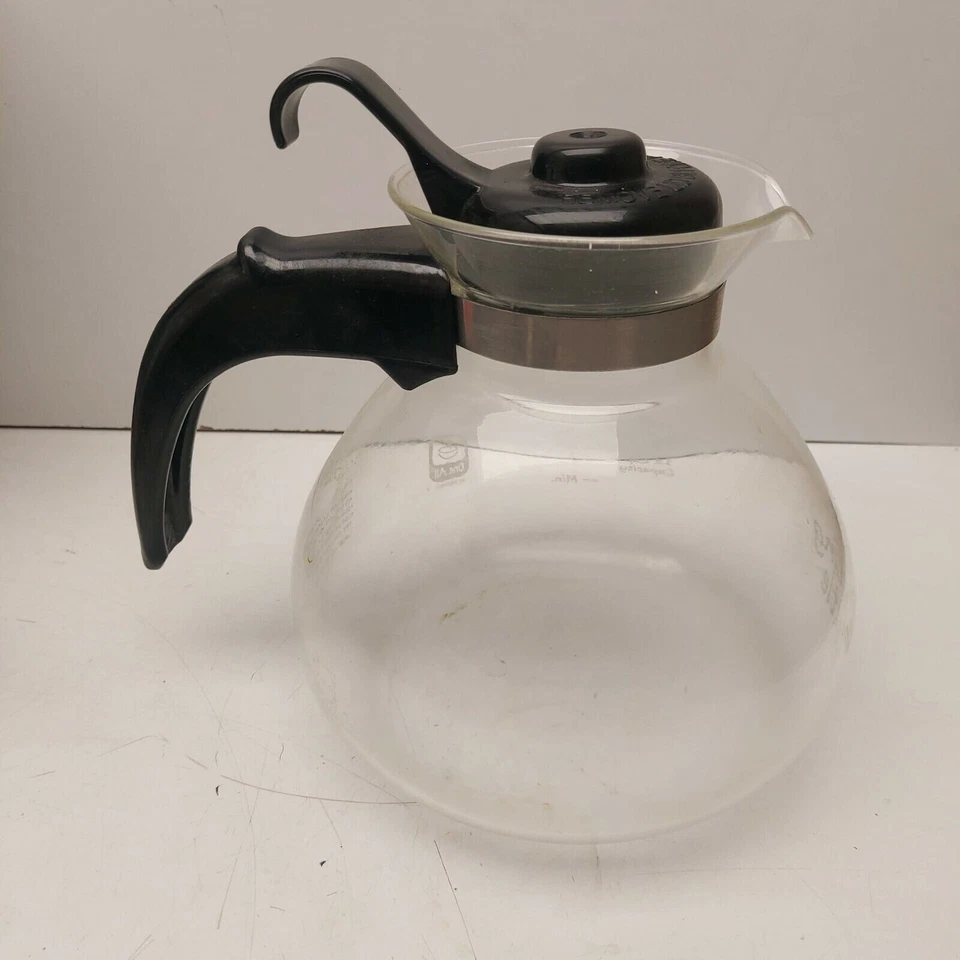 Chaleira assobiando 12 xícaras de vidro de reposição garrafa de café e chá tampa preta, alça - Imagem 4 de 4