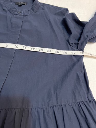 COS Navy Blue Shirt Dress US 6 Long Sleeve Minimalist Midi Cotton Boho Modest - Picture 8 of 11