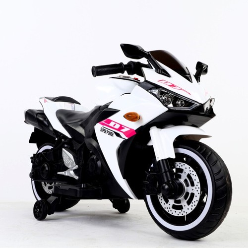 12V Kids Motorcycle Ride On Toy w/ Training Wheels 1.8~3.2 mph for kid 3-6 White - Picture 12 of 12