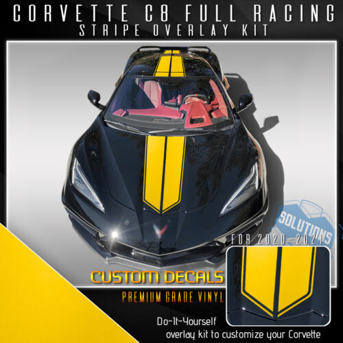 For 2020-2021 C8 Corvette Racing Stripes Overlay Graphic Decal Flat Matte Vinyl - Picture 14 of 18