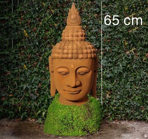 xl buddha kopf 65cm skulptur steinoptik indoor outdoor buddha 406151 ebay