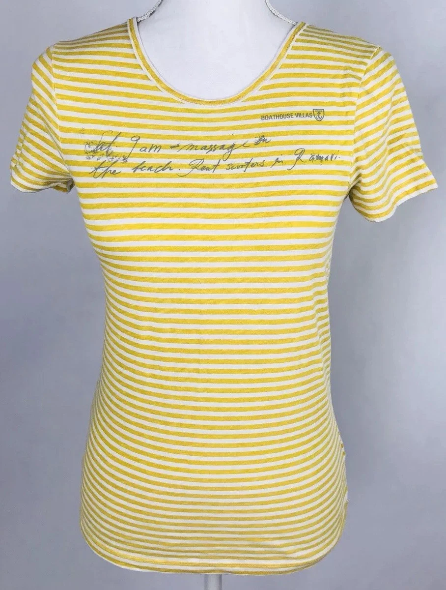 J Crew Juniors Shirt Small Striped Yellow White Boat House Short