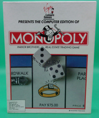Monopoly Parker Brothers 1989 Virgin Leisure Genius 5 1/4'' Disk PC Computer Game