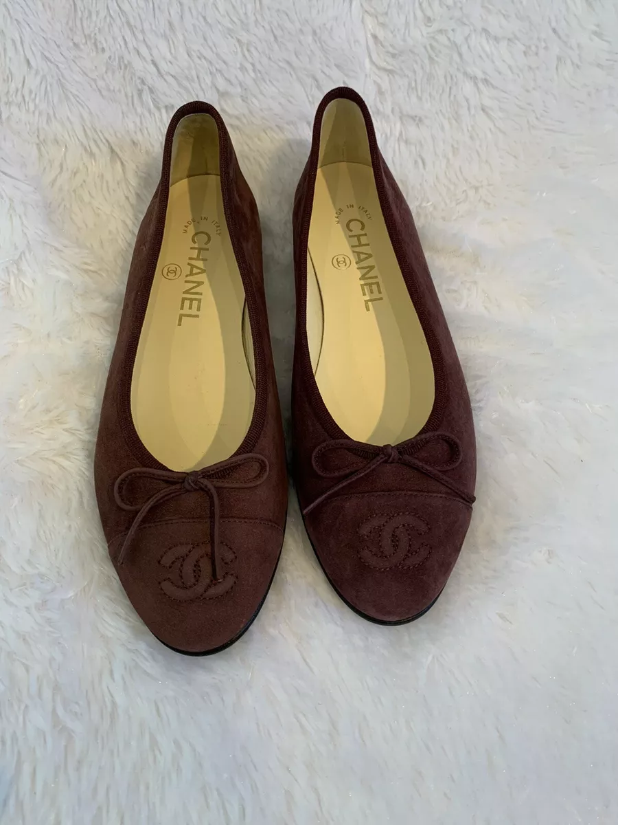 Chanel Suede Bull Burgundy Ballet Flats Sz36 $750