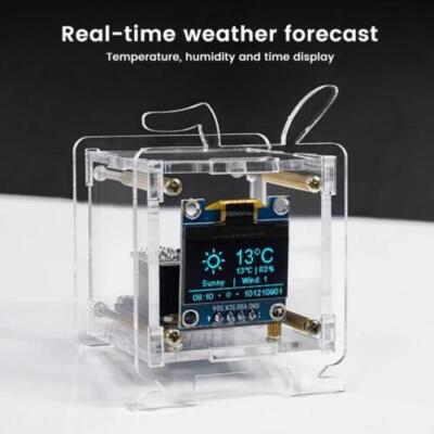 DIY ESP8266 Mini Weather Forecast Electronic Clock Kit 0.96'' OLED Display+Shell