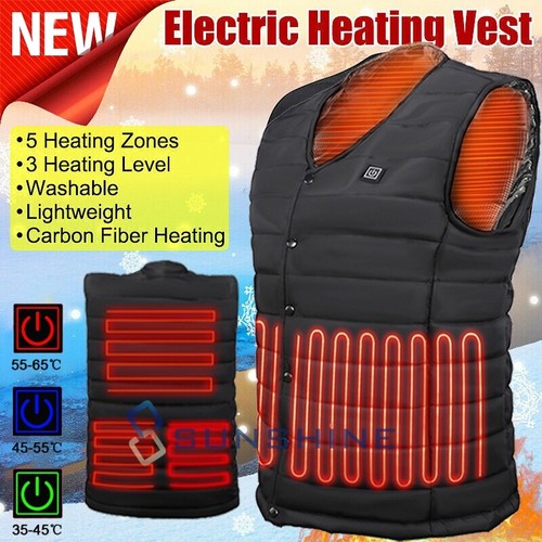 Chaleco térmico 5 zonas de calefacción cálido eléctrico USB chaqueta hombres mujeres abrigo térmico