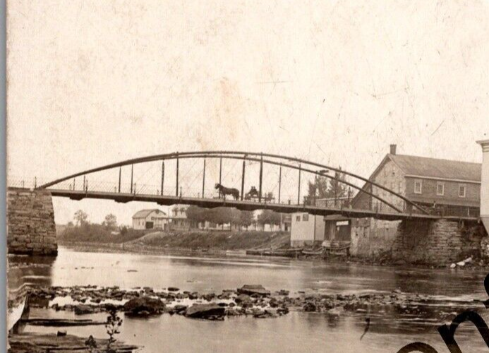 Real Photo 1913 View Of River And Bridge Heuvelton Oswegatchie NY RP