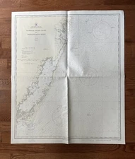Vintage 1929 Fenwick Island Light Chincoteague Inlet Nautical Chart Map -41”x35”