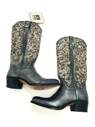 FRYE Deborah Studded Tall Women's Boot- color anthracite (dark gray) size 5.5 - Picture 2 of 12