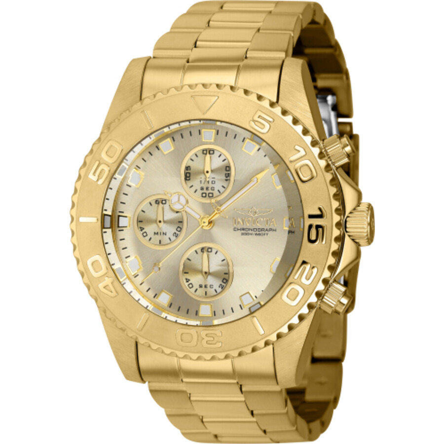 Мужские часы Invicta Pro Diver с хронографом и кварцевым золотым циферблатом 43410