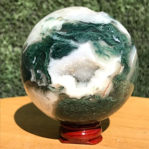 380G Natural Aquatic agate Geode Quartz Ball Crystal Sphere Specimen Healing - Picture 5 of 22