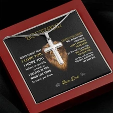 To My Son Cross Necklace Christmas Gift for Teen Boys Men from Dad